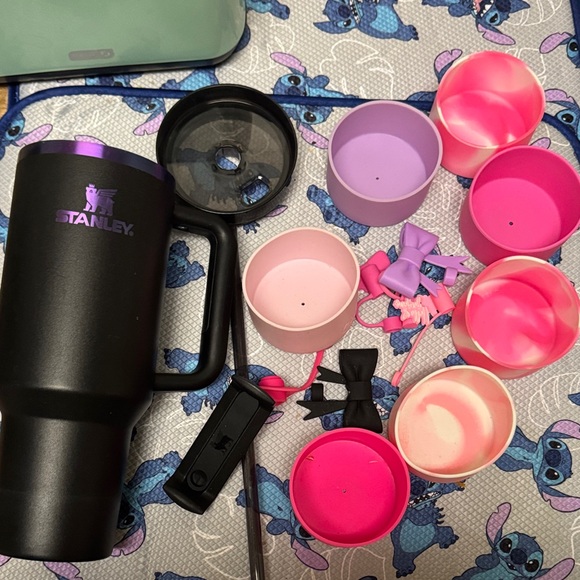 Stanley Accessories - Stanley Black Tumbler with Pink and Purple Accessories